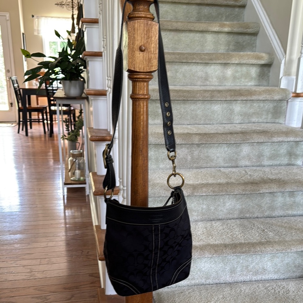 Coach Black Crossbody Bag with Quilted Texture